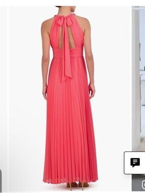 Eliza J Coral  Pleated Evening Gown with Jeweled Strap Sold Out